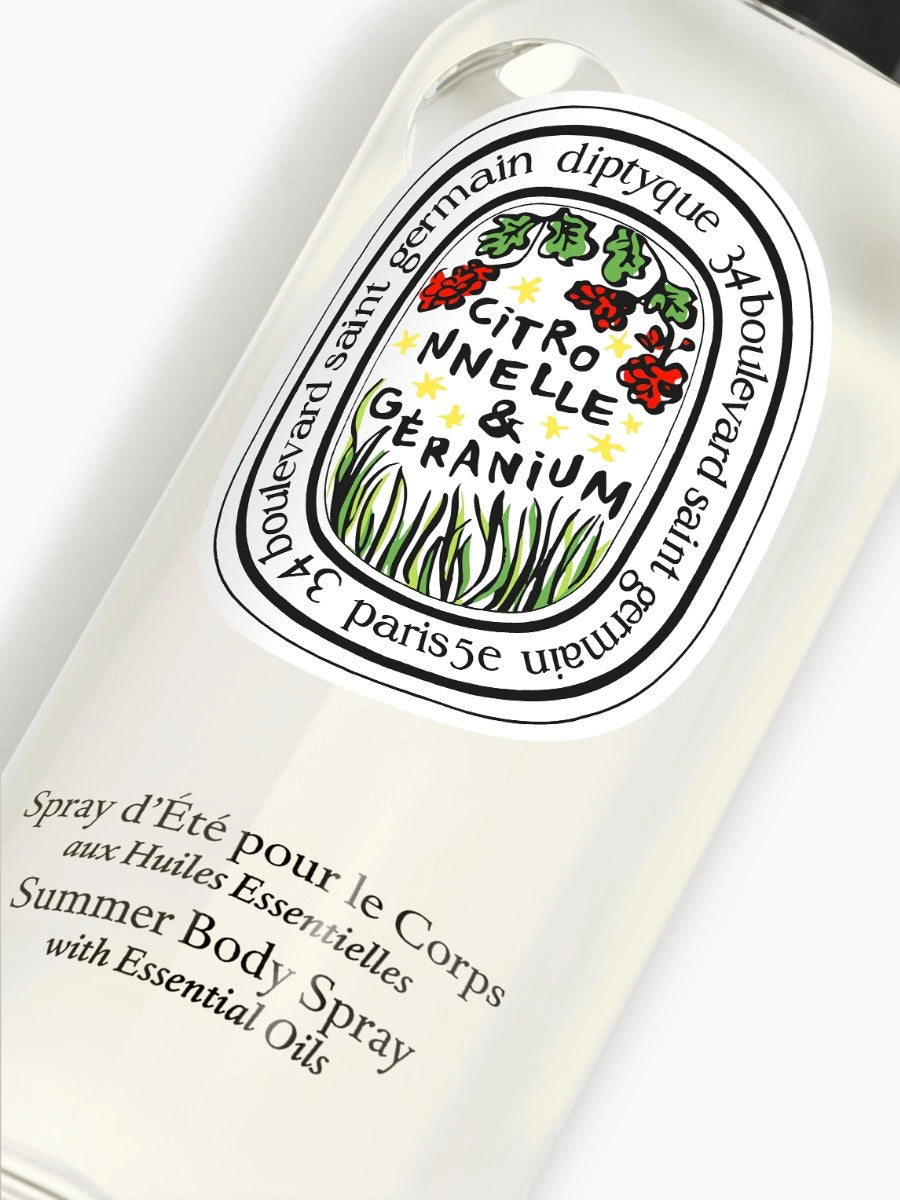 Brume corporelle d'été à la citronnelle et au géranium, aux huiles essentielles, 100 ml