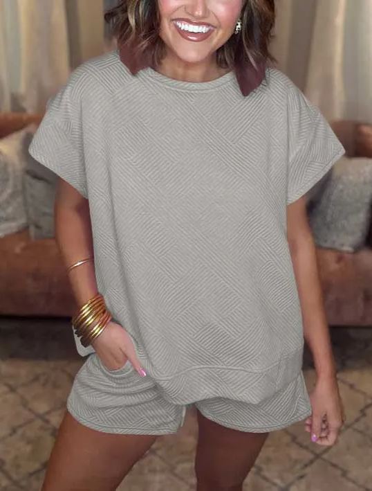 Ensemble short à cordon de serrage texturé uni pour femme, collection 2024 (2 achetés, livraison gratuite)